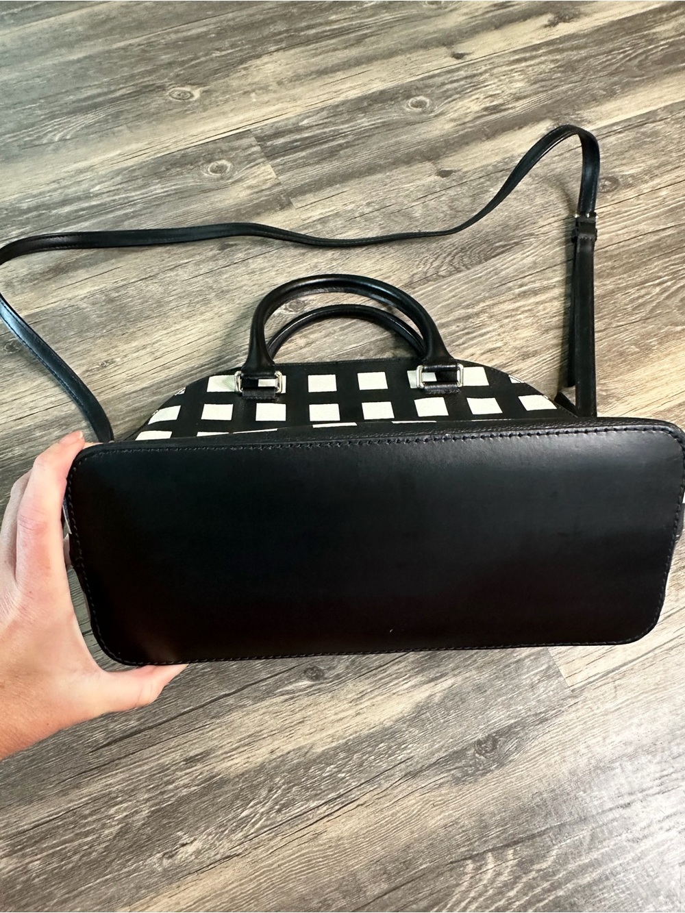 Kate Spade Cedar Street Maise Black White Gingham Satchel Crossbody Bag EUC - Picture 7 of 7